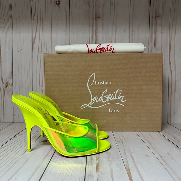 Christian Louboutin Just Arch 100 PVC Slide Sandal Flou Yellow Sz 37 / 7 - Picture 2 of 13